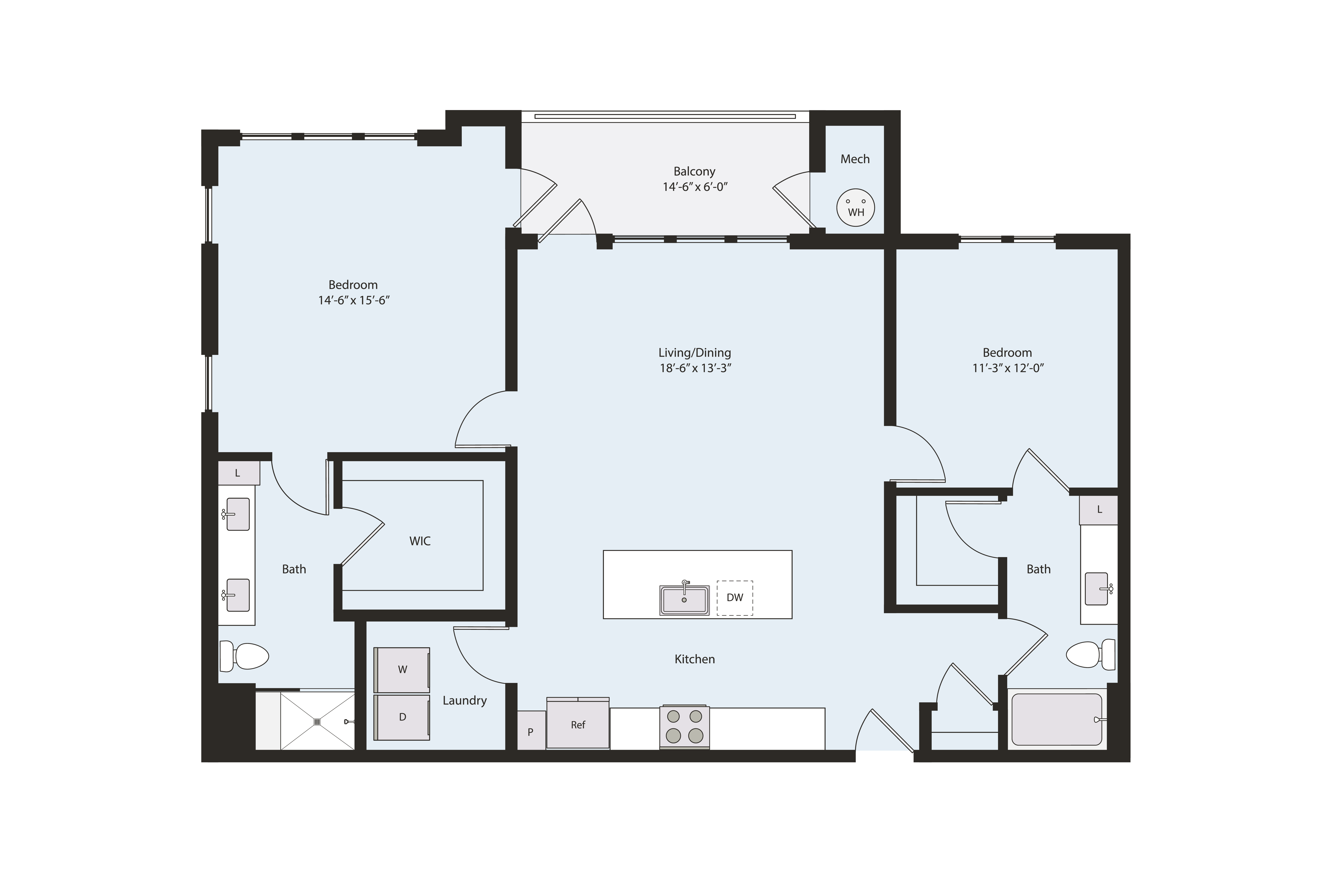 Floor plan layout diagram for B2-1